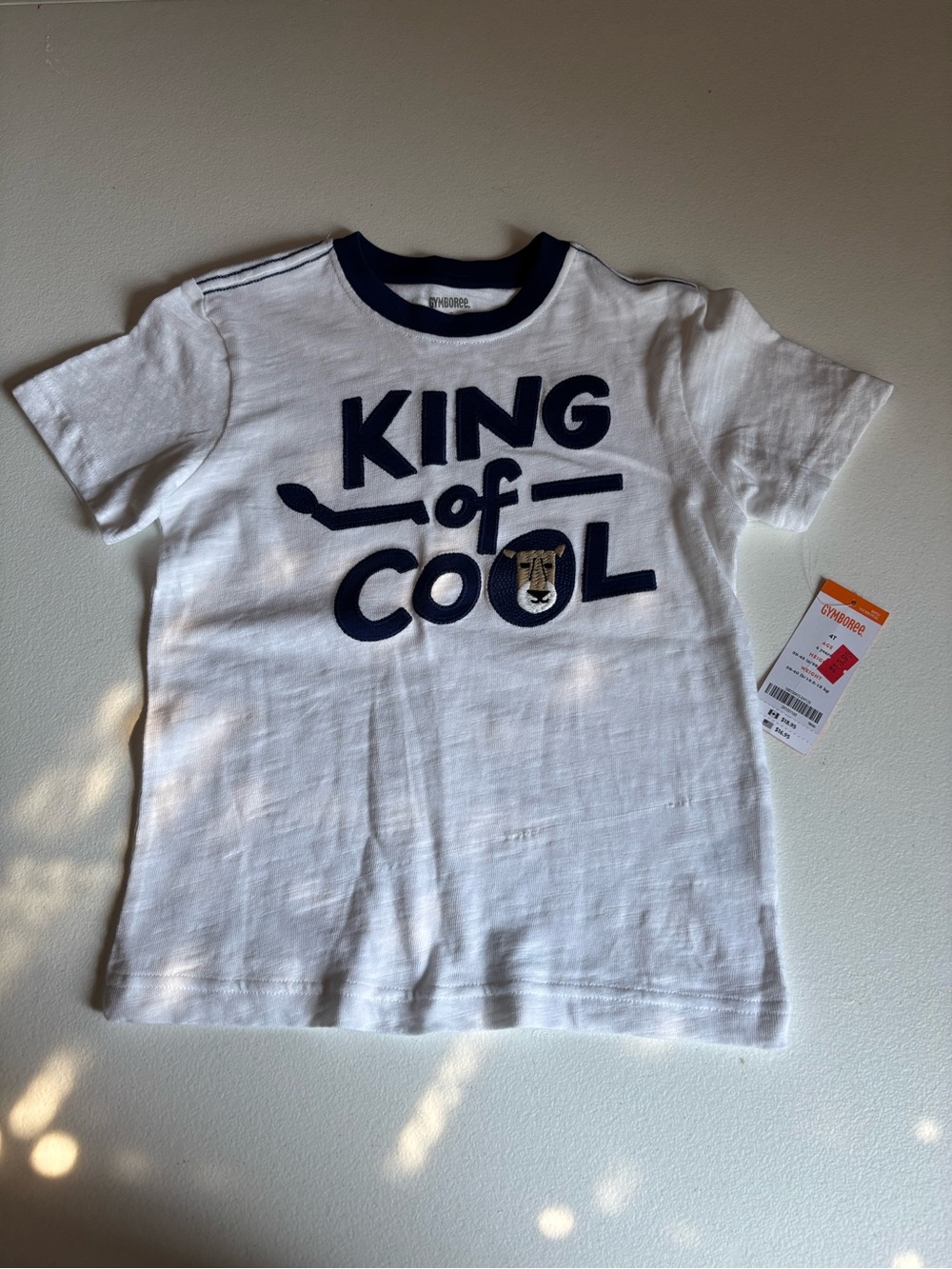 Gymboree White Tee with Navy "King of Cool" Graphic